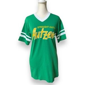 Oregon Ducks Straight Outta Autzen Green V-Neck T-Shirt | Size Small